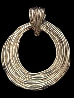 Paz Israel 925 Sterling Silver Large Textured Nest Circle Statement Pendant